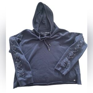 DKNY Sport Cityscape Logo Lace-Up Hoodie. Size L